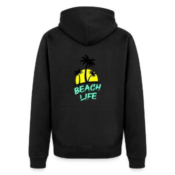 Beach Life - Unisex Premium Organic Zip Hoodie - black - Back - Nico (187cm)
