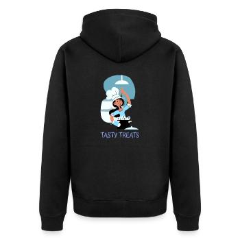 Chef Cook Kitchen Culinary Retro Bake Restaurant - Unisex Premium Organic Zip Hoodie - black - Back - Nico (187cm)