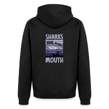 Great White Shark Hug Largest Predator Ocean - Unisex Premium Organic Zip Hoodie - black - Back - Nico (187cm)