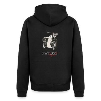 Star (beige) // Illustration - Unisex Premium Bio Zip Hoodie - Schwarz - Hinten - Nico (187cm)