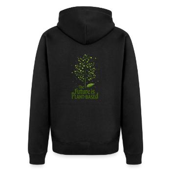 L’avenir est à base de plantes – végétalien et durable - Veste à capuche bio Premium Unisexe - noir - Dos - Nico (187cm)