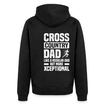 Crosslauf | Cross Country Läufer Berglauf Geschenk - Unisex Premium Bio Zip Hoodie - Schwarz - Hinten - Nico (187cm)