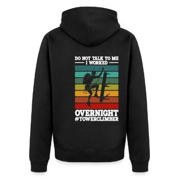 Turmbesteiger - Unisex Premium Bio Zip Hoodie - Schwarz - Hinten - Nico (187cm)