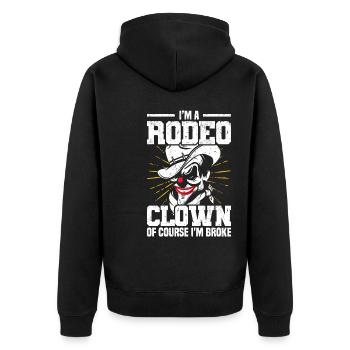Rodeo - Unisex Premium Bio Zip Hoodie - Schwarz - Hinten - Nico (187cm)
