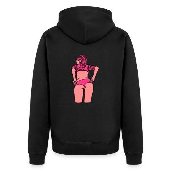 Girl02_3 - Unisex Premium Bio Zip Hoodie - Schwarz - Hinten - Nico (187cm)