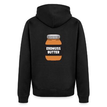 Erdnussbutter Kostüm Erdnuss Nuss Peanut-Butter - Unisex Premium Bio Zip Hoodie - Schwarz - Hinten - Nico (187cm)