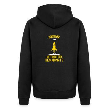 Schreiner Mitarbeiter des Monats Schreinerei Azubi - Unisex Premium Bio Zip Hoodie - Schwarz - Hinten - Nico (187cm)
