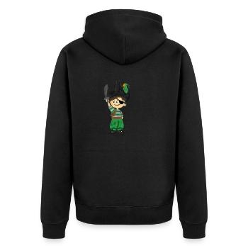 Pirat Kinder - Unisex Premium Bio Zip Hoodie - Schwarz - Hinten - Nico (187cm)