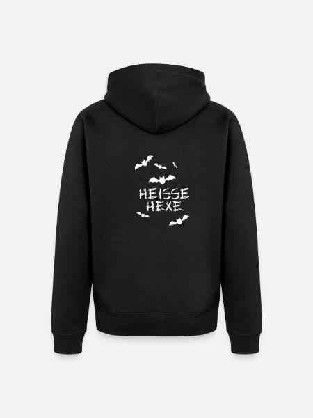 Hot witch,witch,Halloween,bat,white - Unisex Premium Organic Zip Hoodie - black