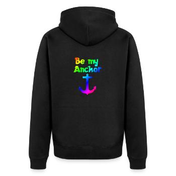 Be my anchor | Relationship | Dear | Partnership - Unisex Premium Organic Zip Hoodie - black - Back - Nico (187cm)