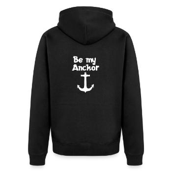 Be my anchor | Relationship | Dear | Partnership - Unisex Premium Organic Zip Hoodie - black - Back - Nico (187cm)