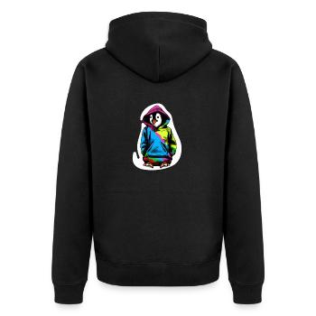 Pingouin mignon avec pull coloré - Veste à capuche bio Premium Unisexe - noir - Dos - Nico (187cm)