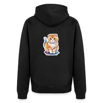 Scottish Fold Scottish Fold-Eared Cat - Unisex Premium Organic Zip Hoodie - black - Back - Nico (187cm)