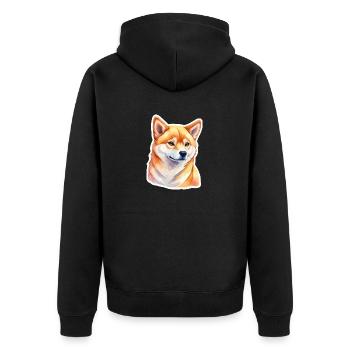 Aquarelles Shiba Inu - Veste à capuche bio Premium Unisexe - noir - Dos - Nico (187cm)