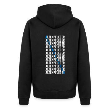 Altenpfleger - Unisex Premium Bio Zip Hoodie - Schwarz - Hinten - Nico (187cm)