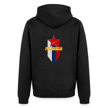 russia - Unisex Premium Bio Zip Hoodie - Schwarz - Hinten - Nico (187cm)