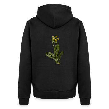 Primula veris - Unisex Premium Organic Zip Hoodie - black - Back - Nico (187cm)