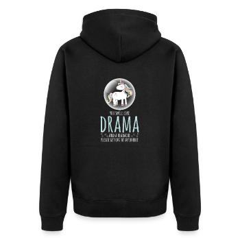 Unicorn You Smell Like Drama and A Headache Please - Unisex Premium Organic Zip Hoodie - black - Back - Nico (187cm)