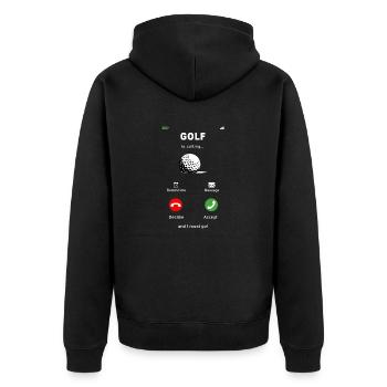 Le golf, c’est la calling. Golf, -golf, balle de golf - Veste à capuche bio Premium Unisexe - noir - Dos - Nico (187cm)