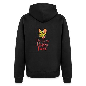 Cartoon Gesicht Comic Cartoon Humor Lächeln - Unisex Premium Bio Zip Hoodie - Schwarz - Hinten - Nico (187cm)