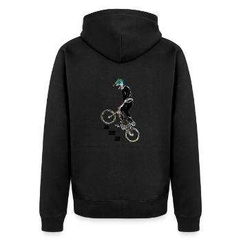 BMX - Unisex Premium Bio Zip Hoodie - Schwarz - Hinten - Nico (187cm)