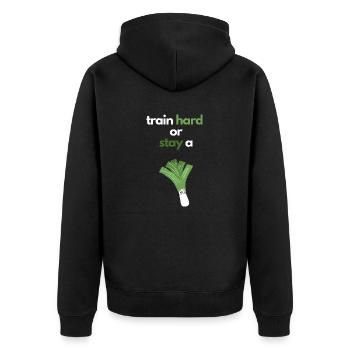 Gym Fitnessstudio Lauch Motivation Spruch - Unisex Premium Bio Zip Hoodie - Schwarz - Hinten - Nico (187cm)
