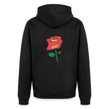 Rose Blume Rot Illustration - Unisex Premium Bio Zip Hoodie - Schwarz - Hinten - Nico (187cm)