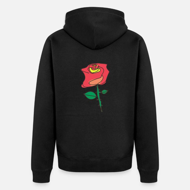 Fleur de rose rouge illustration - Veste à capuche bio Premium Unisexe - noir