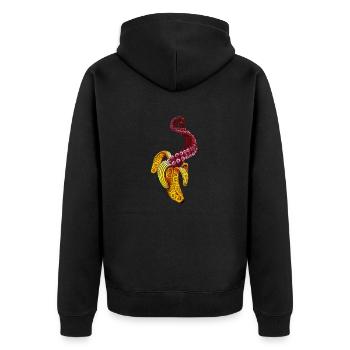 Swirly Mutant Banana - Unisex Premium Organic Zip Hoodie - black - Back - Nico (187cm)