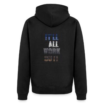 It'll All Work Out - Unisex Premium Organic Zip Hoodie - black - Back - Nico (187cm)