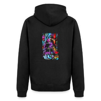 Graffiti-Stil Splash Hip Hop Farben Maler Farbe - Unisex Premium Bio Zip Hoodie - Schwarz - Hinten - Nico (187cm)