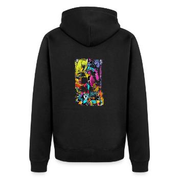 Graffiti-Stil Splash Hip Hop Farben Maler Farbe - Unisex Premium Bio Zip Hoodie - Schwarz - Hinten - Nico (187cm)
