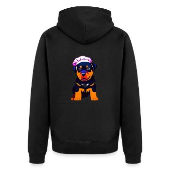 Rottweiler Restaurateur Dog Puppy Dogs Cooking Dog - Unisex Premium Organic Zip Hoodie - black - Back - Nico (187cm)