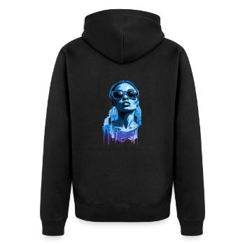 Schöne weibliche Malkunst Gesicht bunte Frau - Unisex Premium Bio Zip Hoodie - Schwarz - Hinten - Nico (187cm)