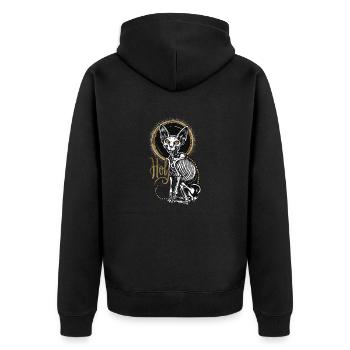chat sphinx squelette tatouage - Veste à capuche bio Premium Unisexe - noir - Dos - Nico (187cm)