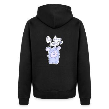 No Drama Lama – Dein chilliger Begleiter für stres - Unisex Premium Bio Zip Hoodie - Schwarz - Hinten - Nico (187cm)