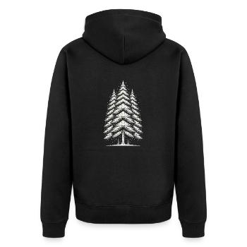 snowy trees snow winter christmas - Unisex Premium Organic Zip Hoodie - black - Back - Nico (187cm)