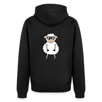 Sheep Sunglasses Party Sheep Lamb Cute Cool - Unisex Premium Organic Zip Hoodie - black - Back - Nico (187cm)