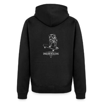 English Bulldog Dad Englische Bulldogge Wilsigns - Unisex Premium Organic Zip Hoodie - black - Back - Nico (187cm)