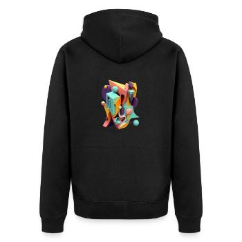 3D - Unisex Premium Bio Zip Hoodie - Schwarz - Hinten - Nico (187cm)