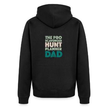 The Pro Scavenger Hunt Planner Dad - Unisex Premium Bio Zip Hoodie - Schwarz - Hinten - Nico (187cm)