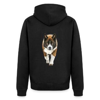 Akita - Unisex Premium Bio Zip Hoodie - Schwarz - Hinten - Nico (187cm)