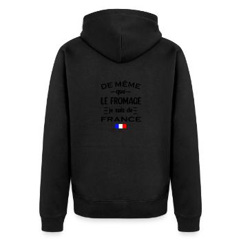 De même que le fromage je suis de france t-shirt - Veste à capuche bio Premium Unisexe - noir - Dos - Nico (187cm)