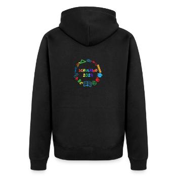 Schulkind 2024 ABC - Unisex Premium Bio Zip Hoodie - Schwarz - Hinten - Nico (187cm)