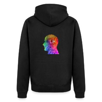LGBTQIA+ Rainbow AI Glitch - Unisex Premium Organic Zip Hoodie - black - Back - Nico (187cm)