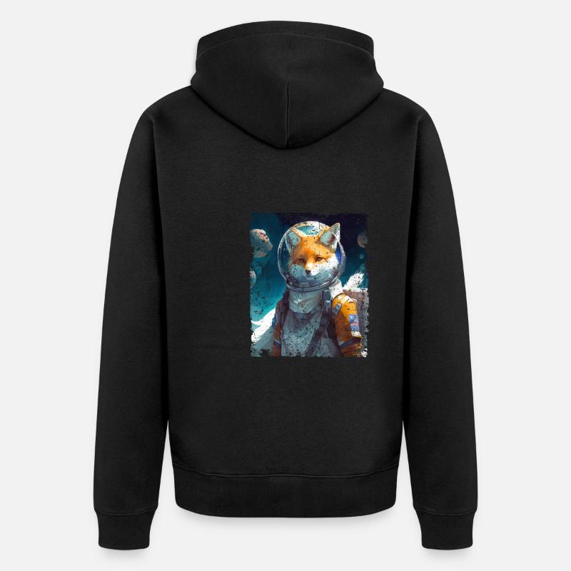 Spacefuchs Fuchs Raumanzug - Unisex Premium Bio Zip Hoodie - Schwarz