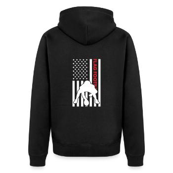 Sport Us Flag Flag Football - Unisex Premium Bio Zip Hoodie - Schwarz - Hinten - Nico (187cm)