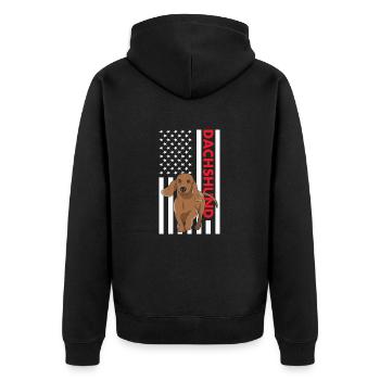 Dachshund Us Flag - Unisex Premium Organic Zip Hoodie - black - Back - Nico (187cm)