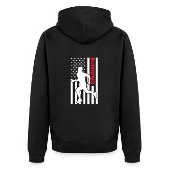 Sport Us Flag Running - Unisex Premium Bio Zip Hoodie - Schwarz - Hinten - Nico (187cm)