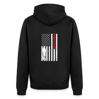 Fisher Us Flag Pêche - Veste à capuche bio Premium Unisexe - noir - Dos - Nico (187cm)